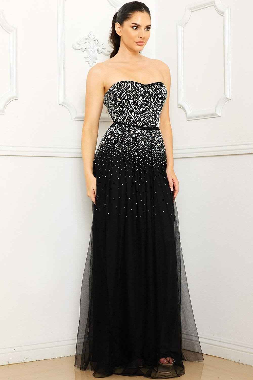 Glittered And Rhinestone Tubetop Maxi Dress
