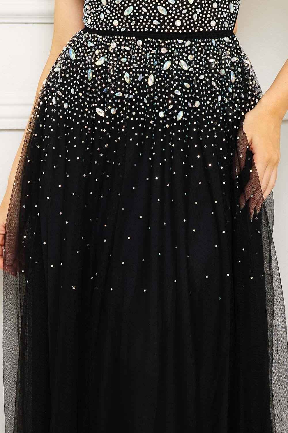 Glittered And Rhinestone Tubetop Maxi Dress