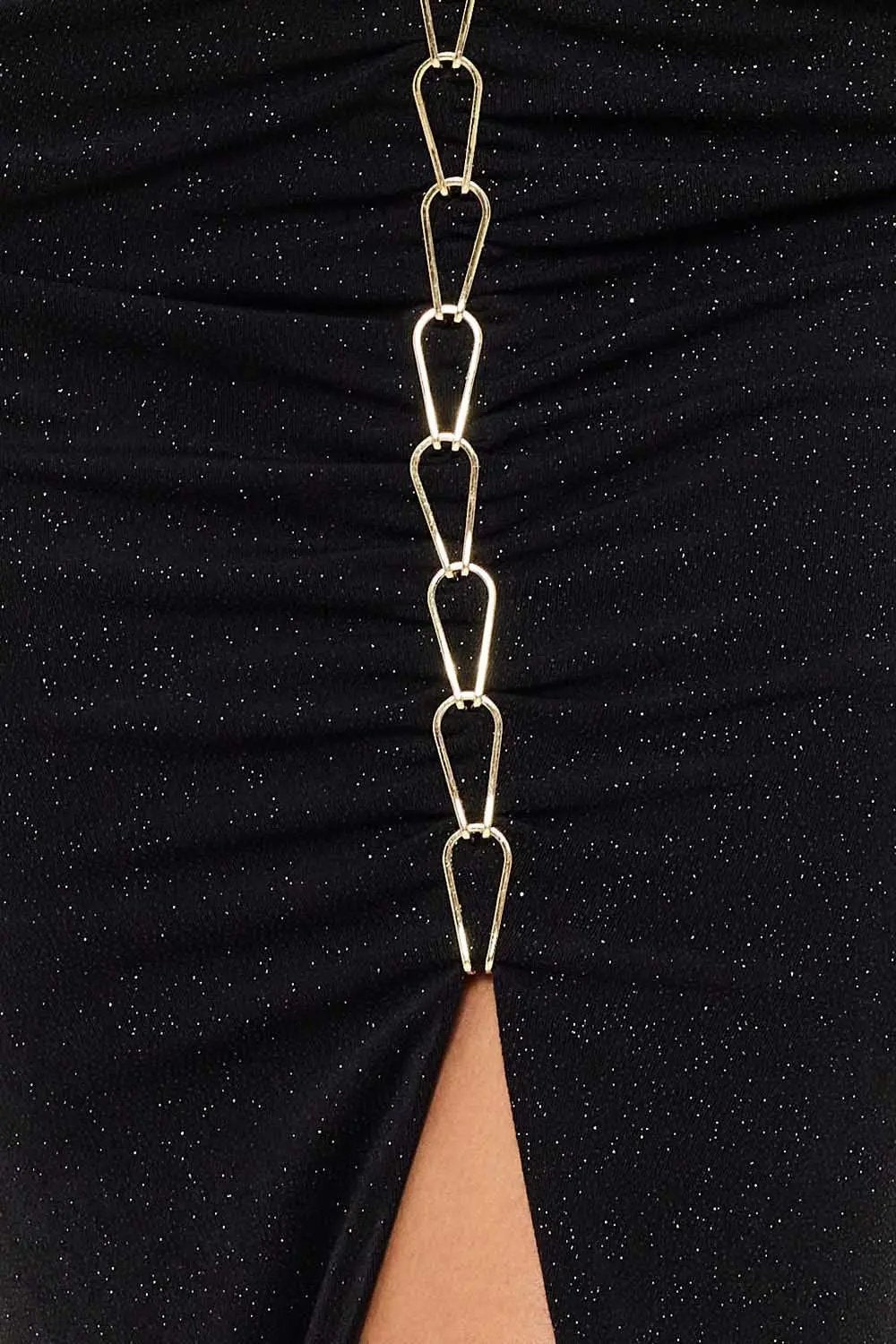 Metal Chain Halter Dress - Two Piece Maxi With Front Slit BOUTINIE