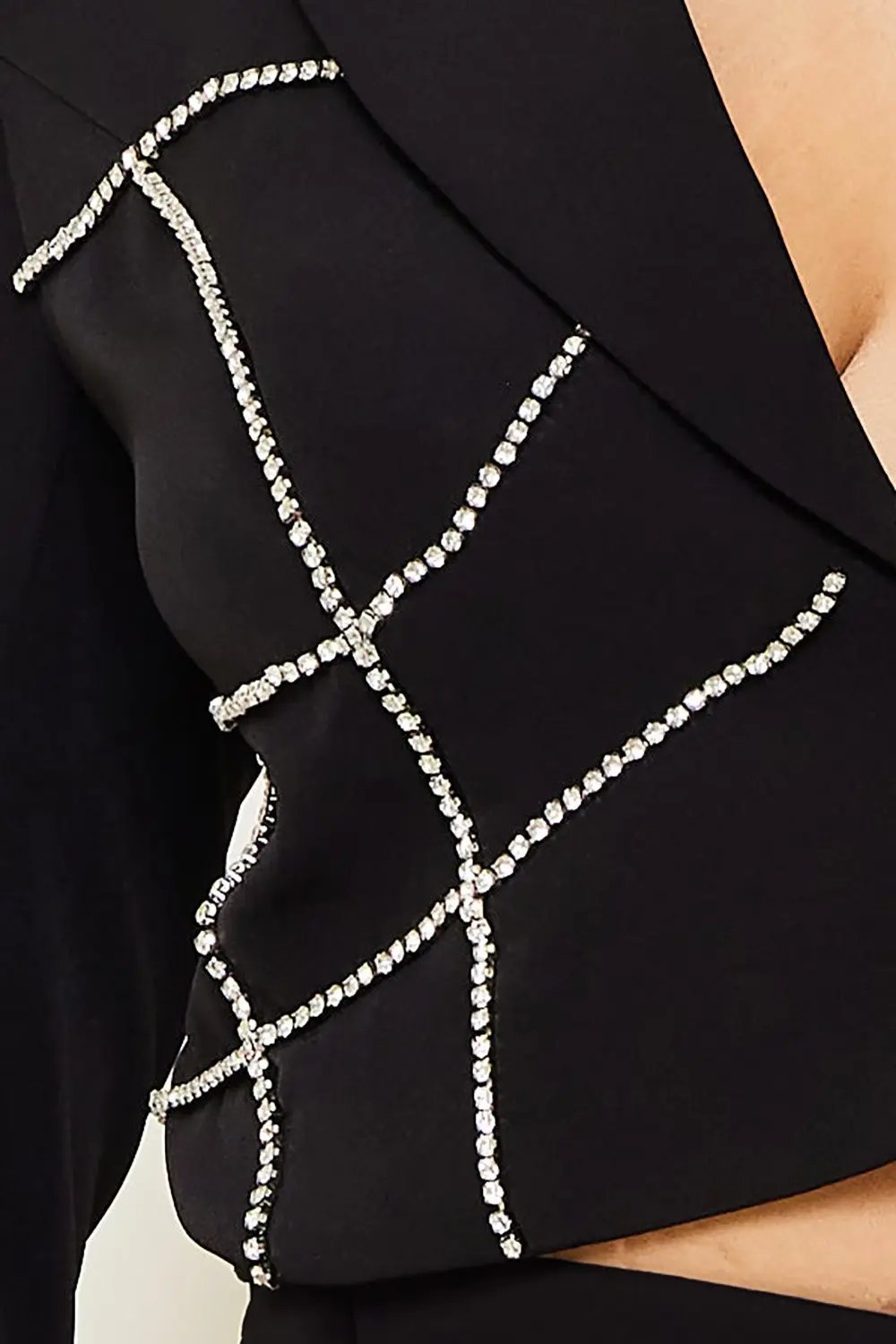 Rhinestone Crop Jacket – Stylish Women's Cropped Blazer With Long Sleeves BOUTINIE