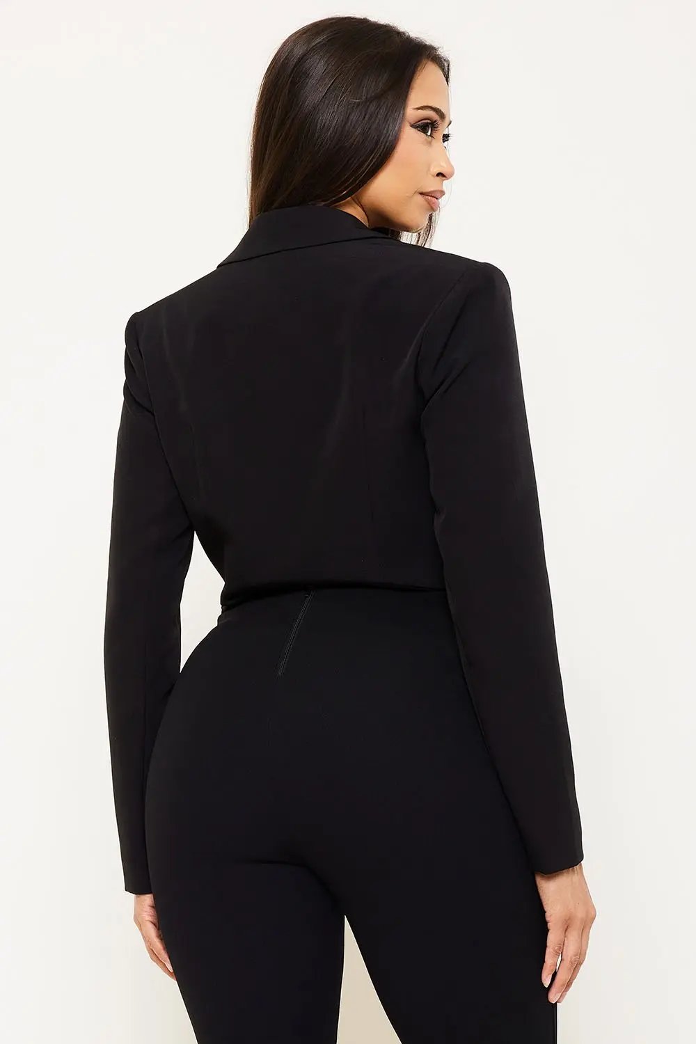 Rhinestone Crop Jacket – Stylish Women's Cropped Blazer With Long Sleeves BOUTINIE