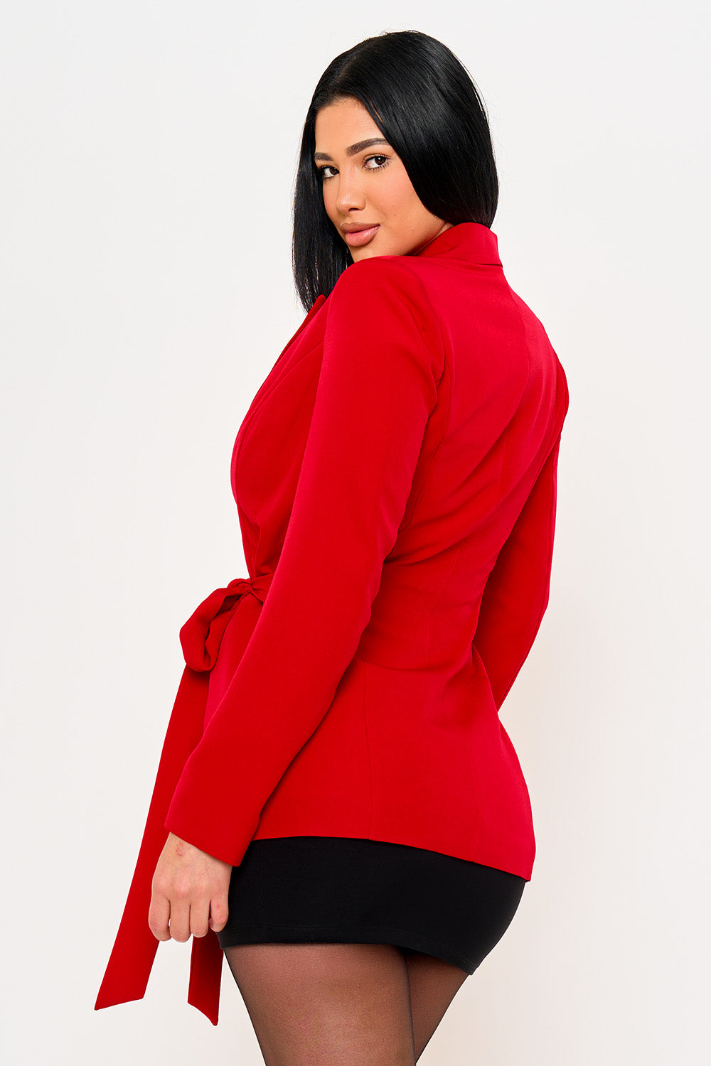 Ij1127hp - Ruffle On  One-side Waist Self Tie Jacket SymphonyUSA Wholesale