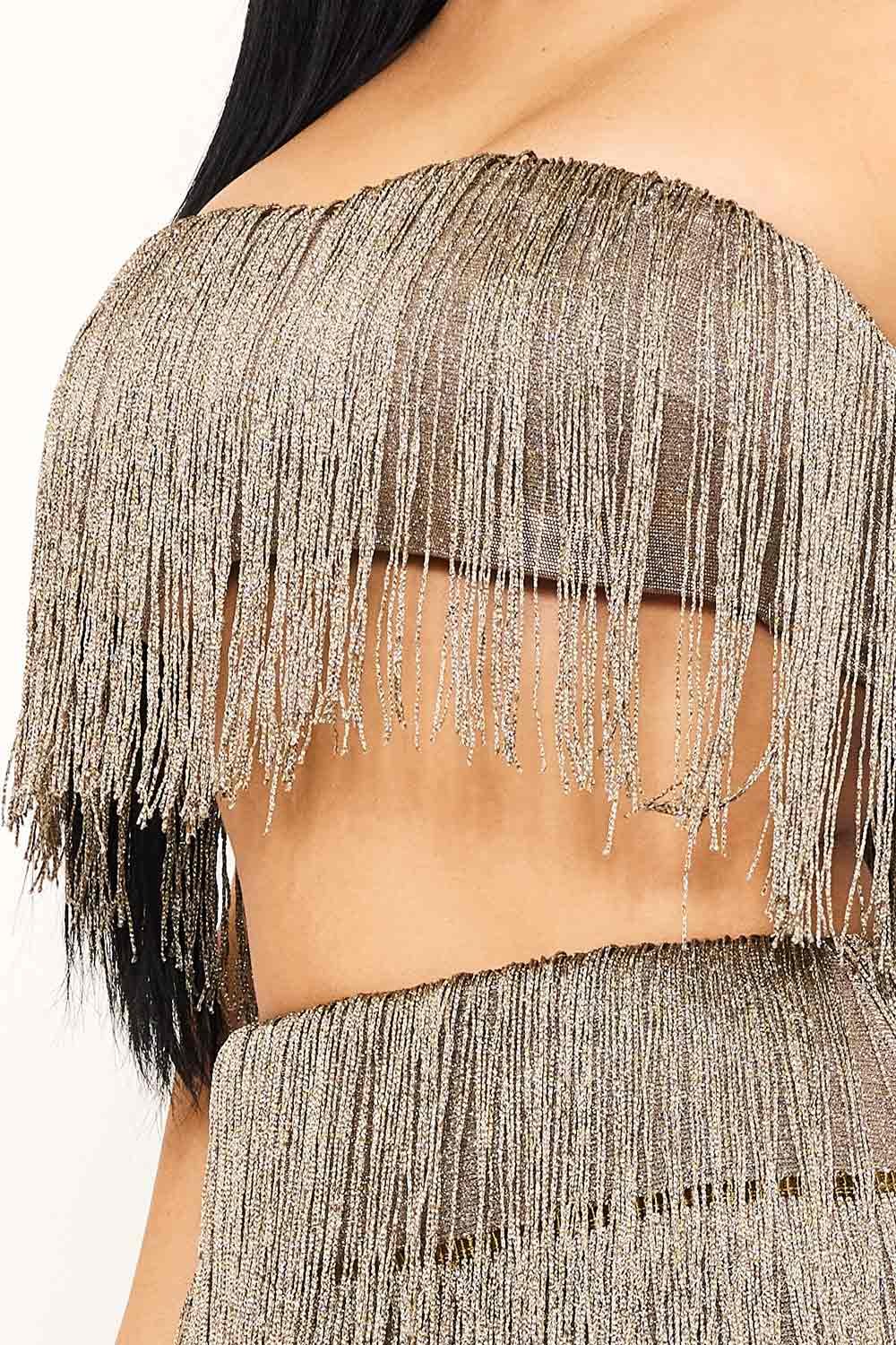 Fringe Tube Top Set – Stretchy Midi Skirt With Zipper Back BOUTINIE