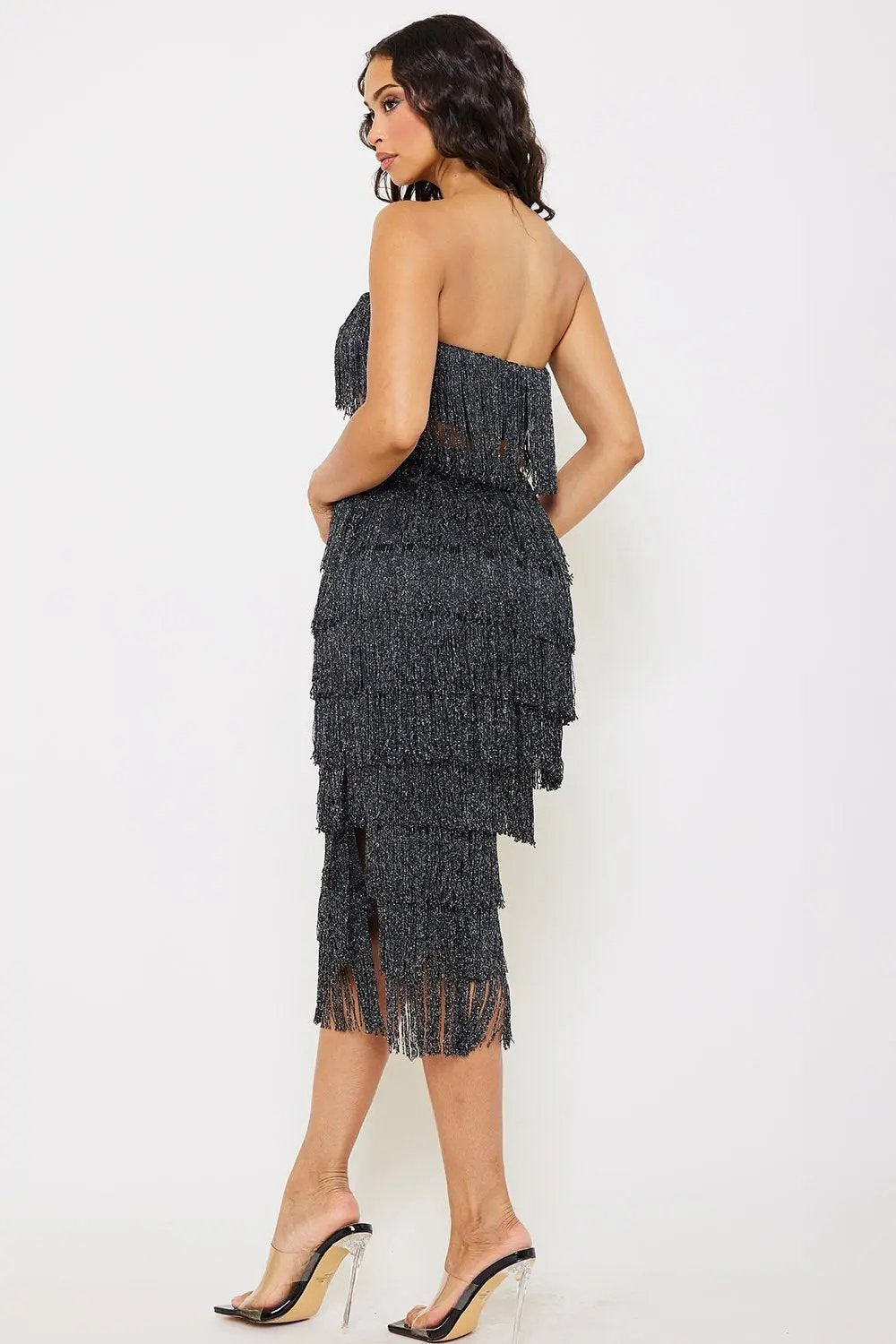 Fringe Tube Top Set – Stretchy Midi Skirt With Zipper Back BOUTINIE