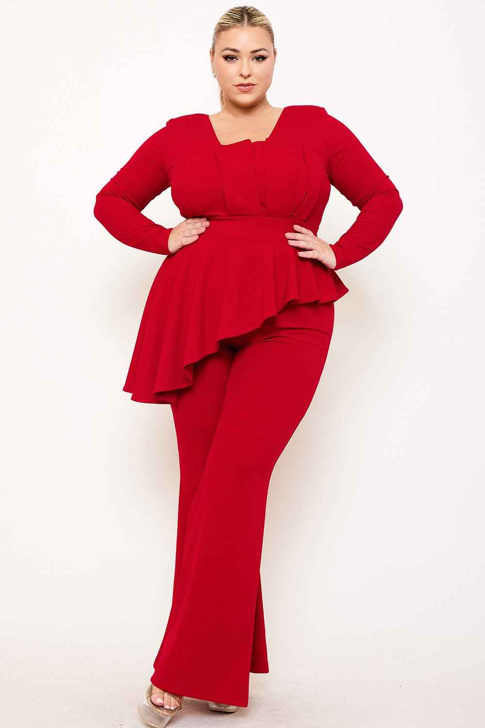 Peplum Top Plus Size Jumpsuit by Boutinie - Style IXB2441SP