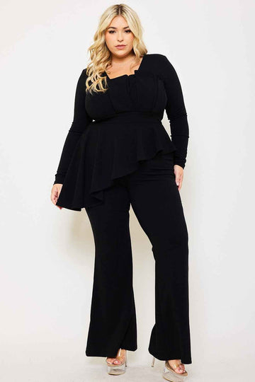 Peplum Top Plus Size Jumpsuit