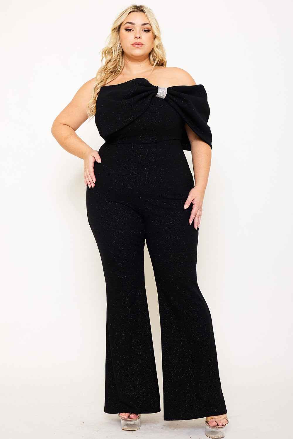Glitter Techno Crepe Plus Size Jumpsuit