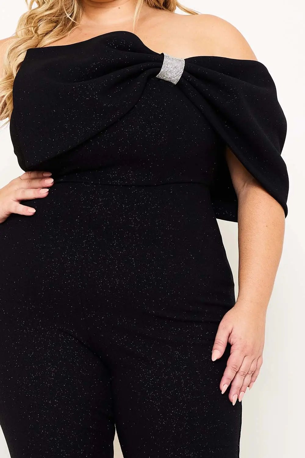 Plus Size Jumpsuit | Asymmetric Tube Top With Large Bow Detail BOUTINIE