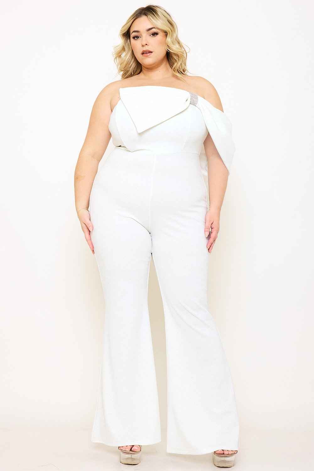 Glitter Techno Crepe Plus Size Jumpsuit