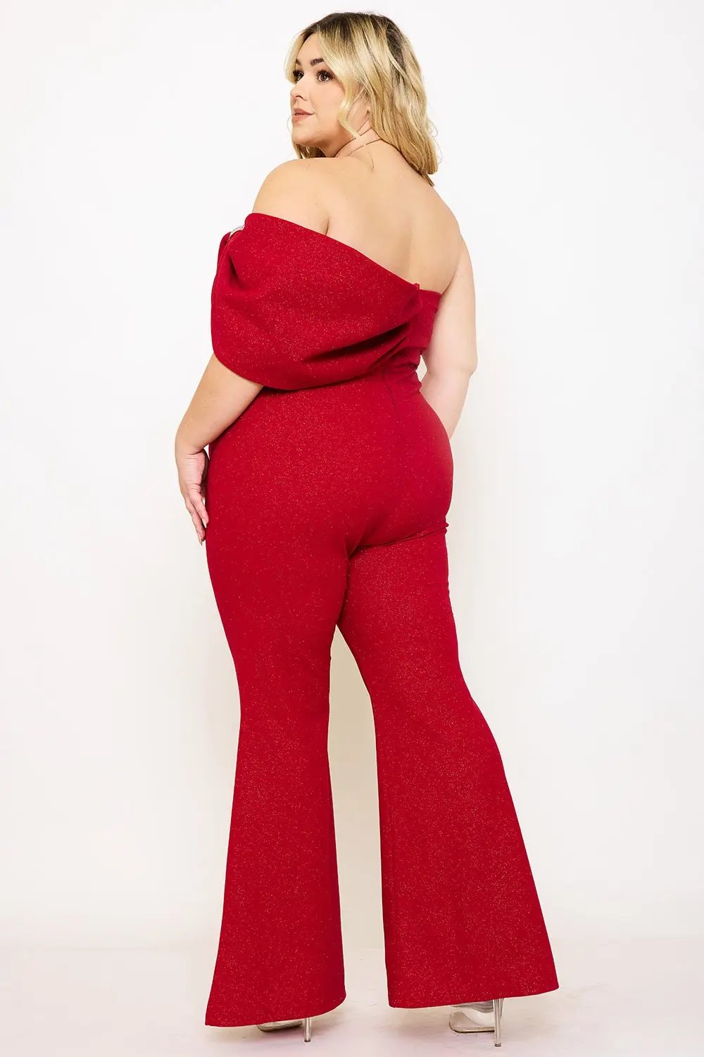 Plus Size Jumpsuit | Asymmetric Tube Top With Large Bow Detail BOUTINIE