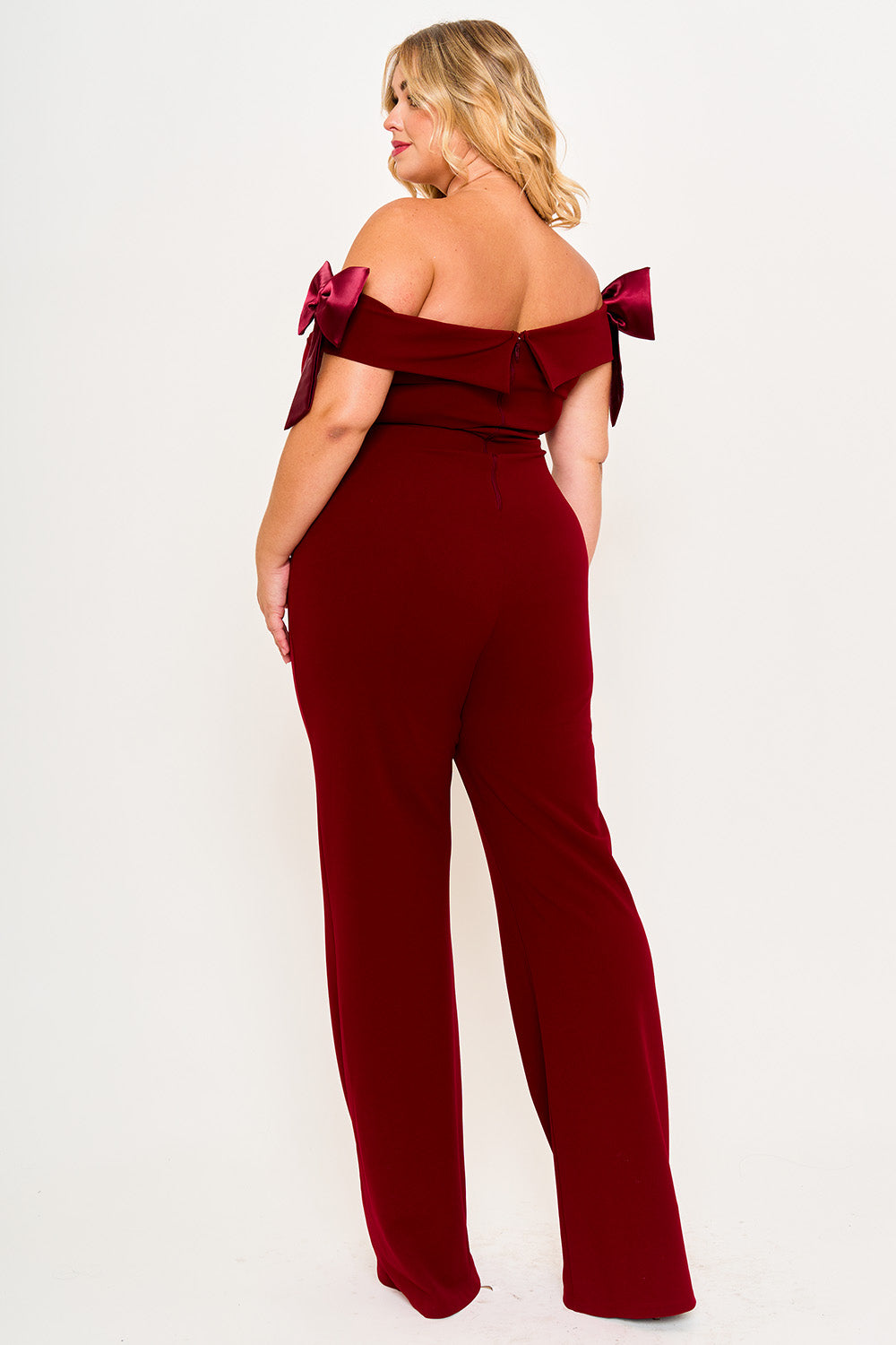 Ixb2517jp - Bow Off The Shoulder Plus Size Jumpsuit Symphony USA Wholesale