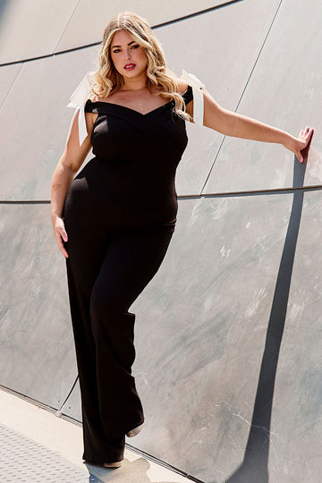 Ixb2517jp - Bow Off The Shoulder Plus Size Jumpsuit Symphony USA Wholesale