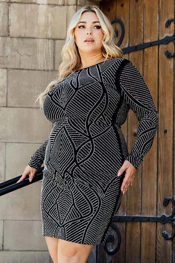 Rhinestone Midi Dress – Figure Hugging Elegant Cocktail BOUTINIE