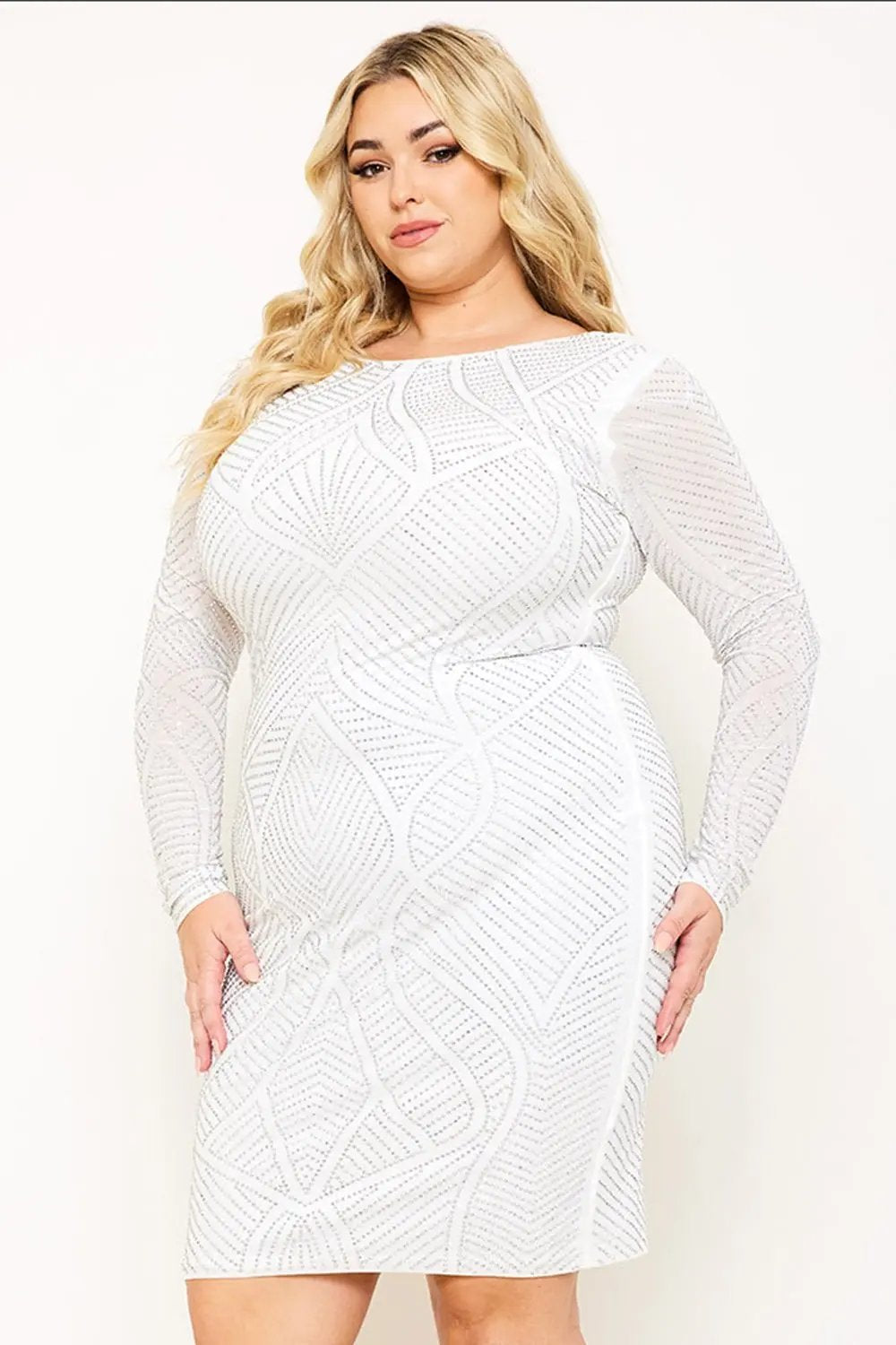 Rhinestone Midi Dress – Figure Hugging Elegant Cocktail BOUTINIE