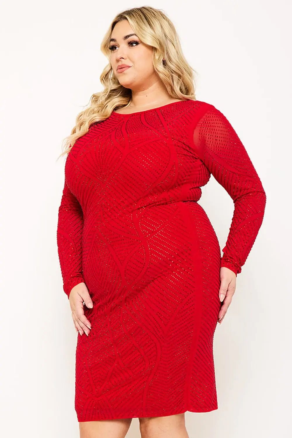 Rhinestone Midi Dress – Figure Hugging Elegant Cocktail BOUTINIE