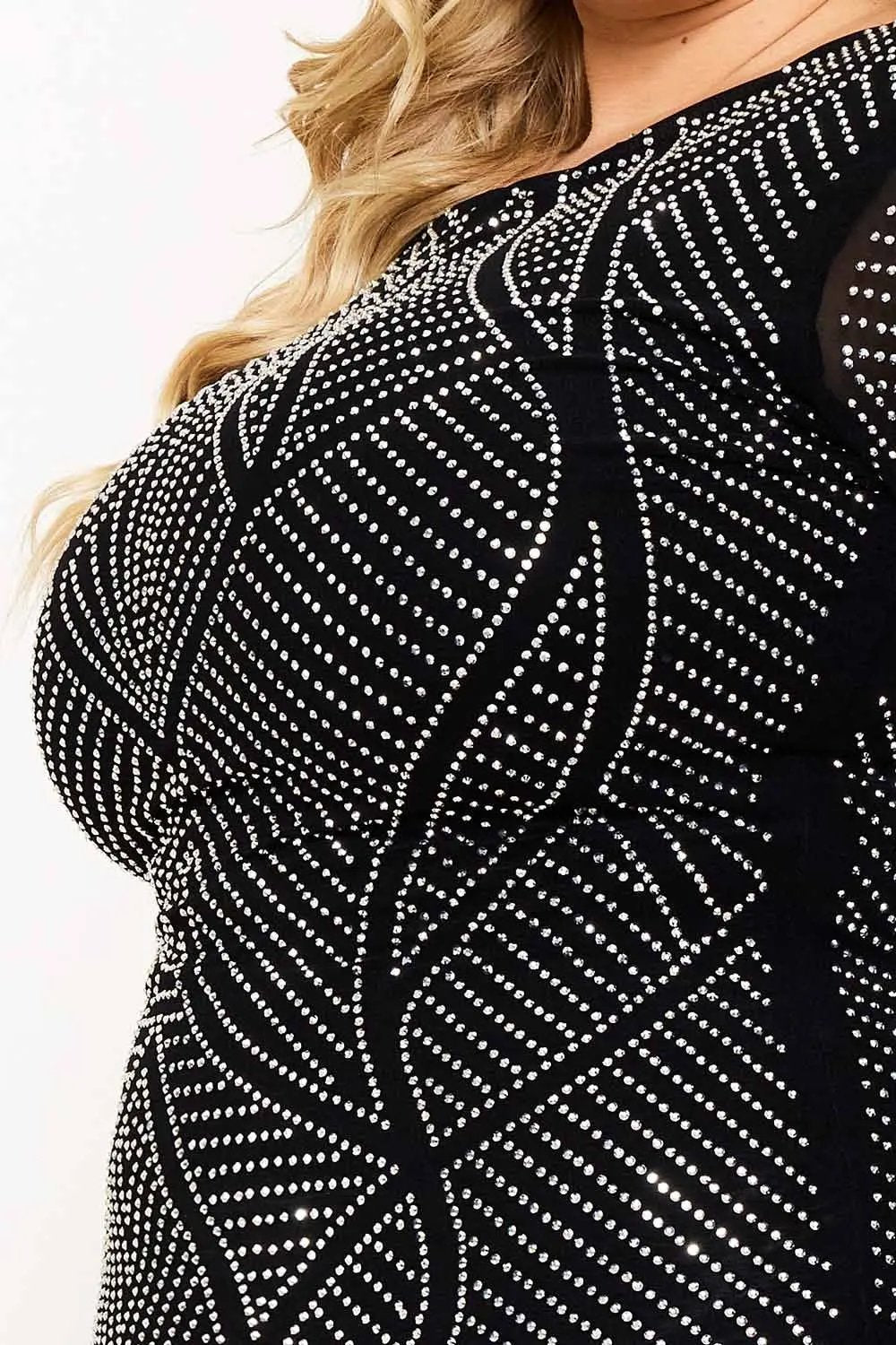 Rhinestone Midi Dress – Figure Hugging Elegant Cocktail BOUTINIE