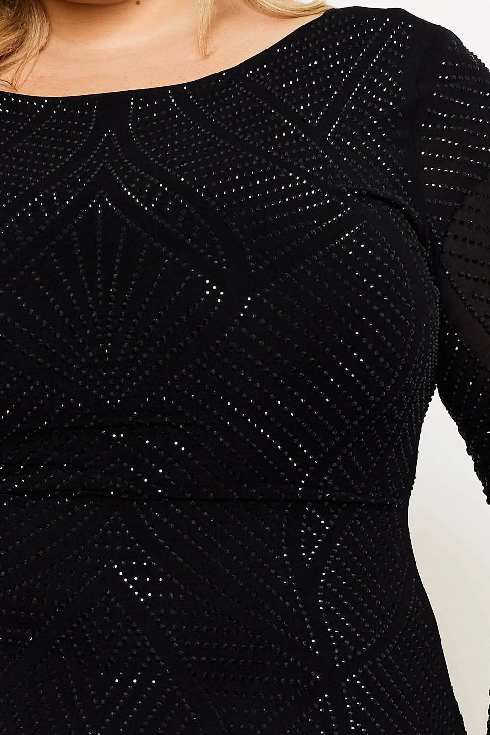 Rhinestone Midi Dress – Figure Hugging Elegant Cocktail BOUTINIE