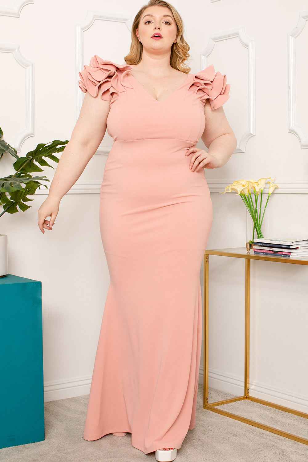 Ruffle Detail Plus Size Maxi Dress