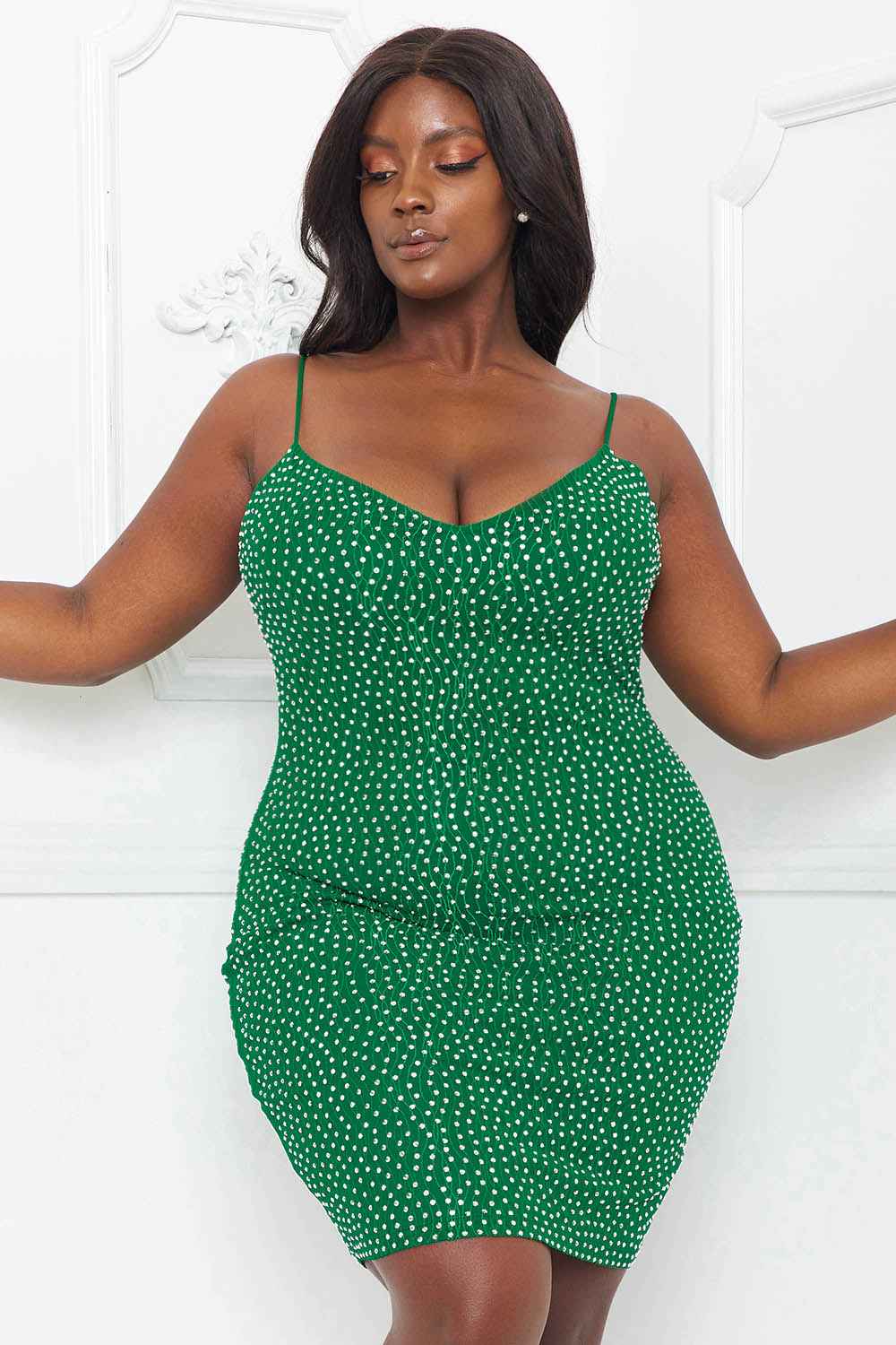 Rhinestone Body Plus Size Mini Dress