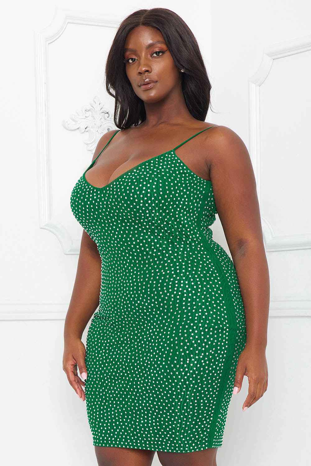 Rhinestone Body Plus Size Mini Dress