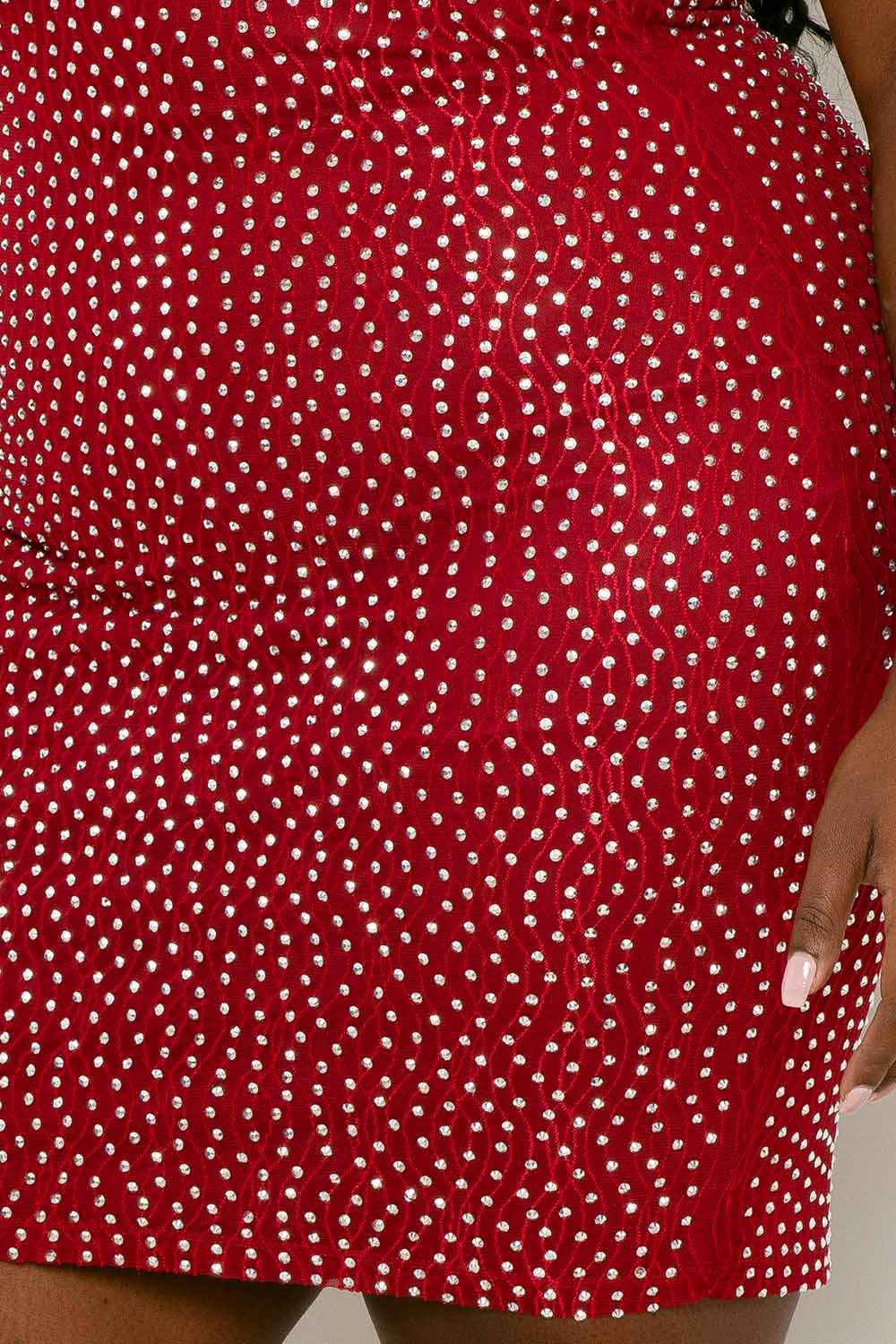 Rhinestone Body Plus Size Mini Dress
