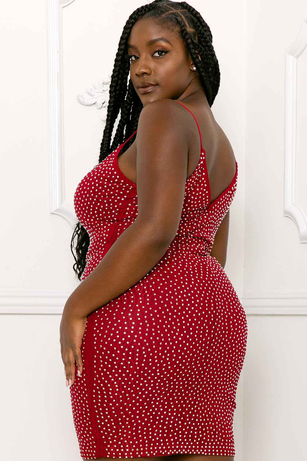 Rhinestone Body Plus Size Mini Dress
