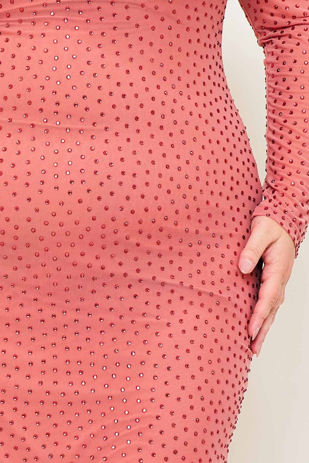 Plus Midi Dress - Translucent Sheer Sleeve V-Back BOUTINIE