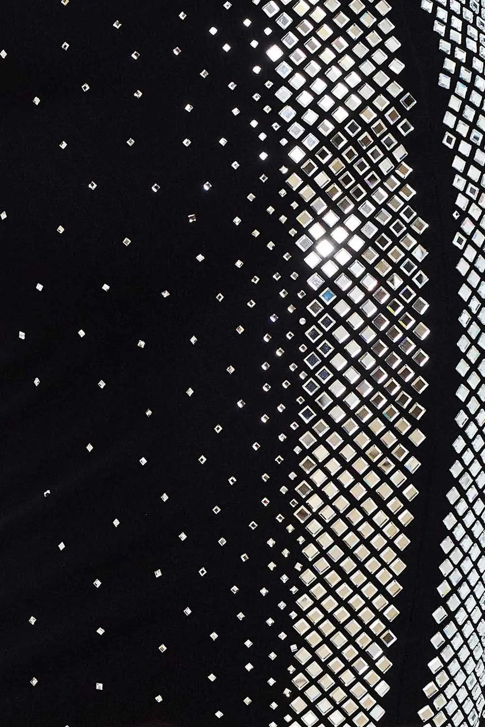 Plus Size Mini Dress - Rhinestone Mesh Square Neck Sheer Sleeve BOUTINIE