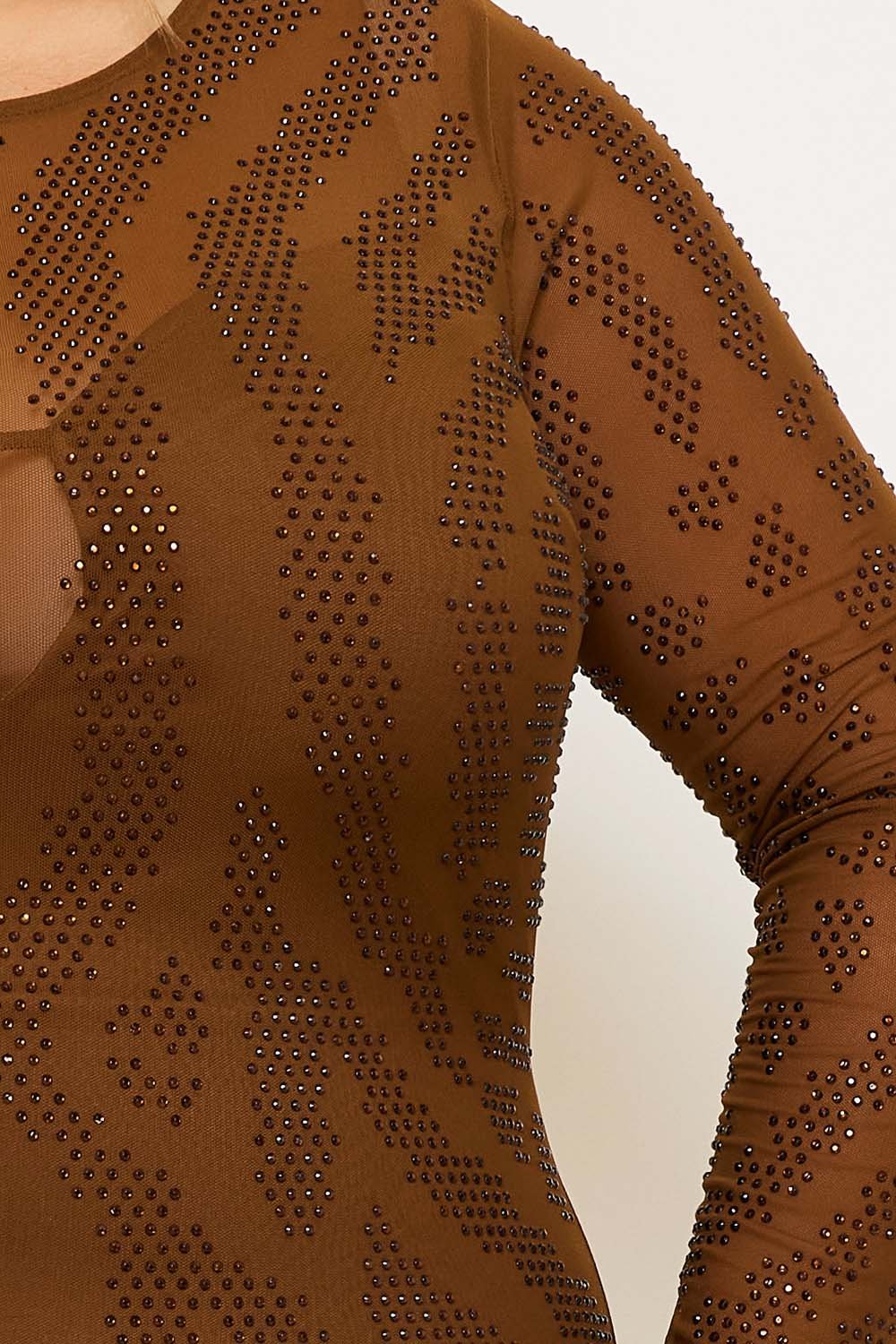 Plus Size Mini Dress – Animal Print Rhinestone Mesh Party Dress BOUTINIE