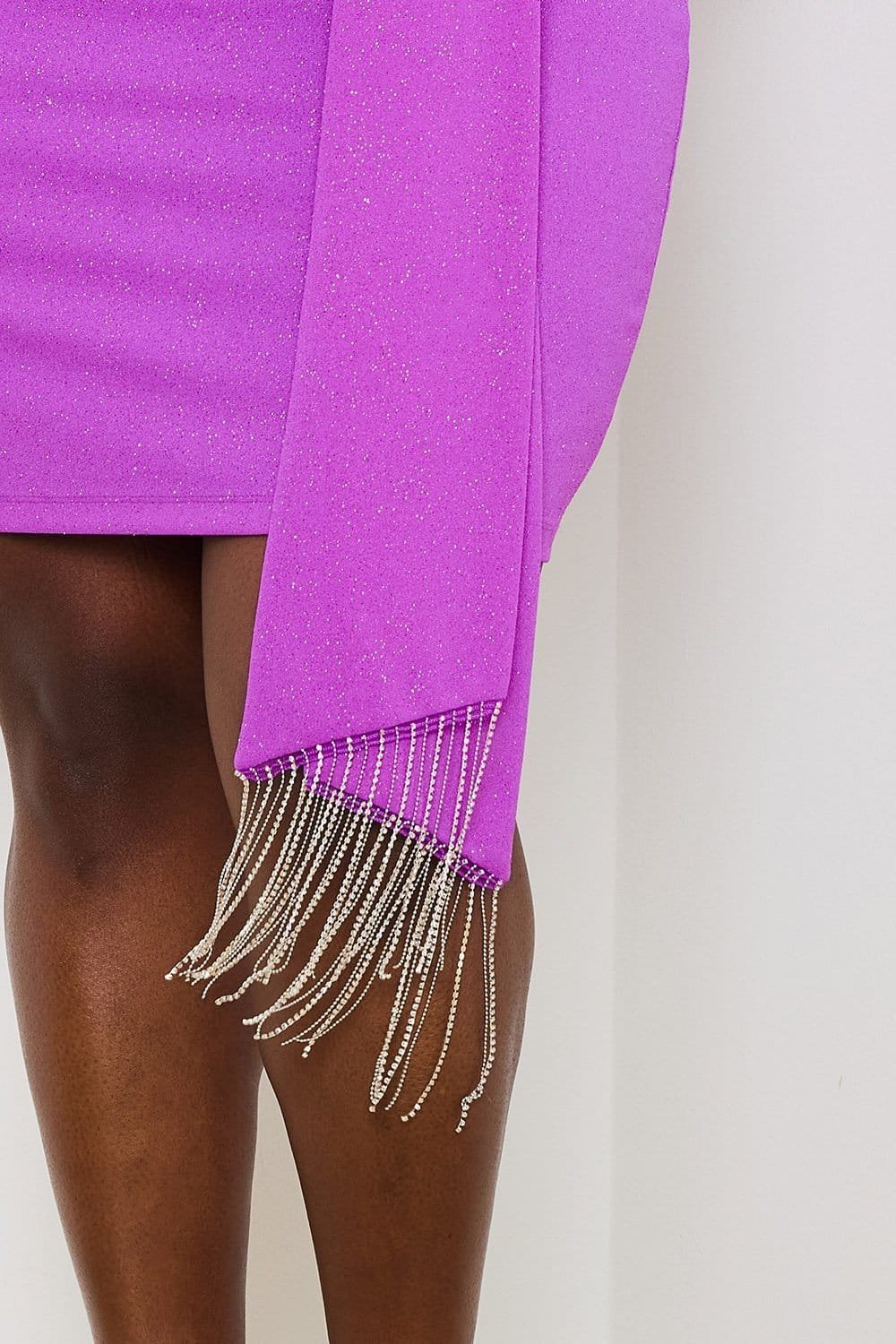 Plus Size Mini Dress – Rhinestone Fringe Wrap Waist Party Wear BOUTINIE