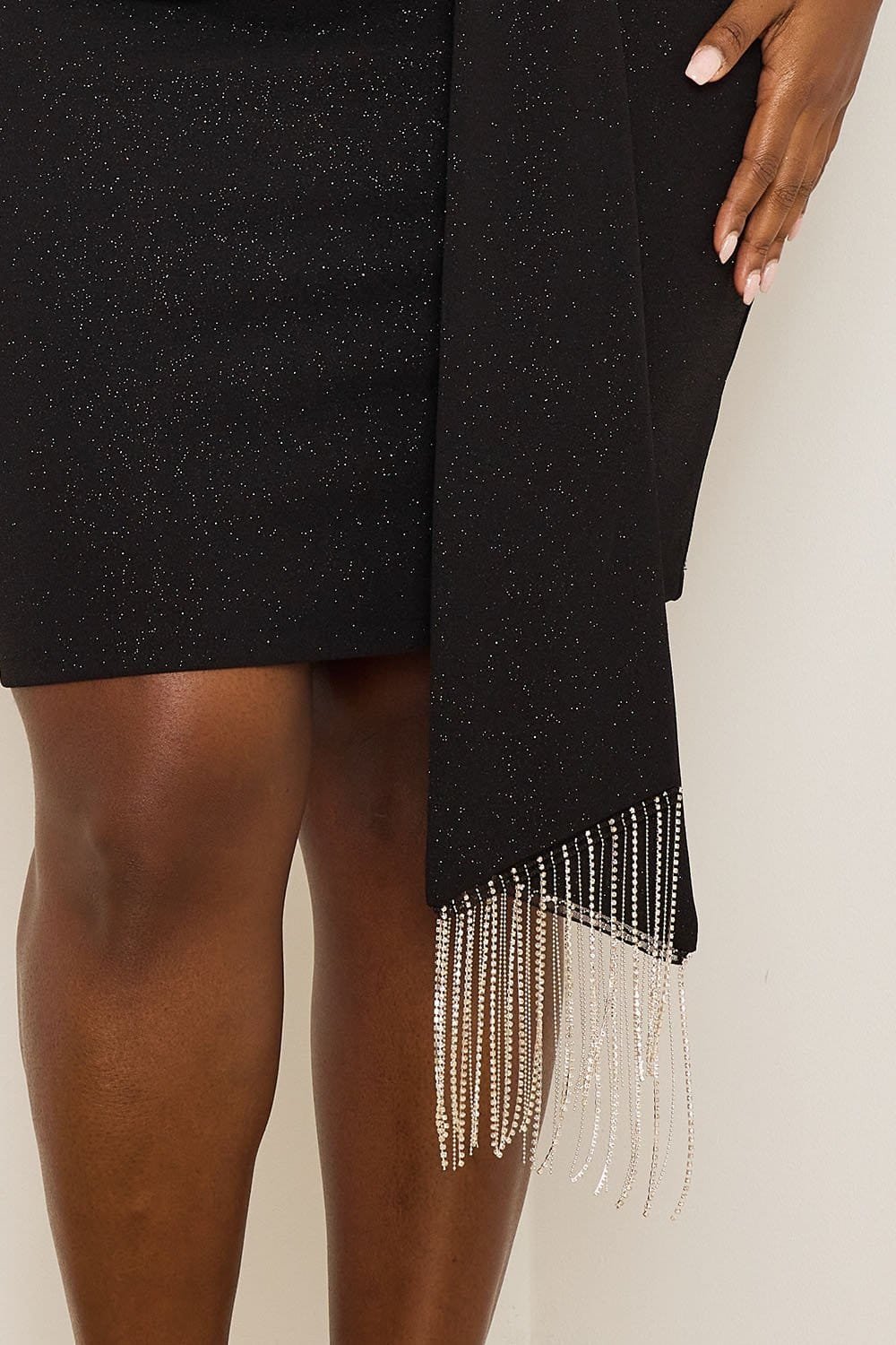 Plus Size Mini Dress – Rhinestone Fringe Wrap Waist Party Wear BOUTINIE