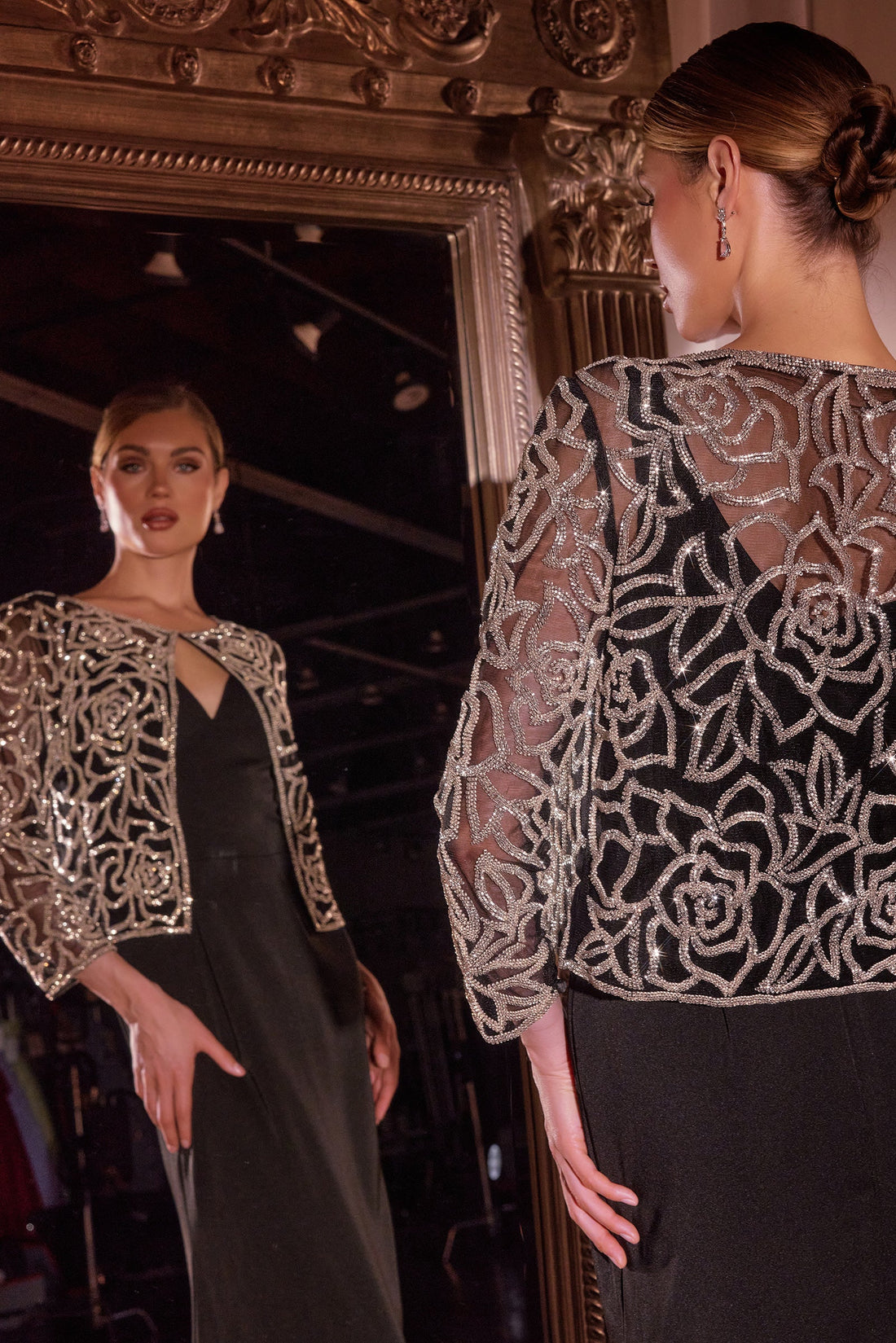 Fitted Sleeveless Jacket Gown by Ladivine J881 Cinderella Divine