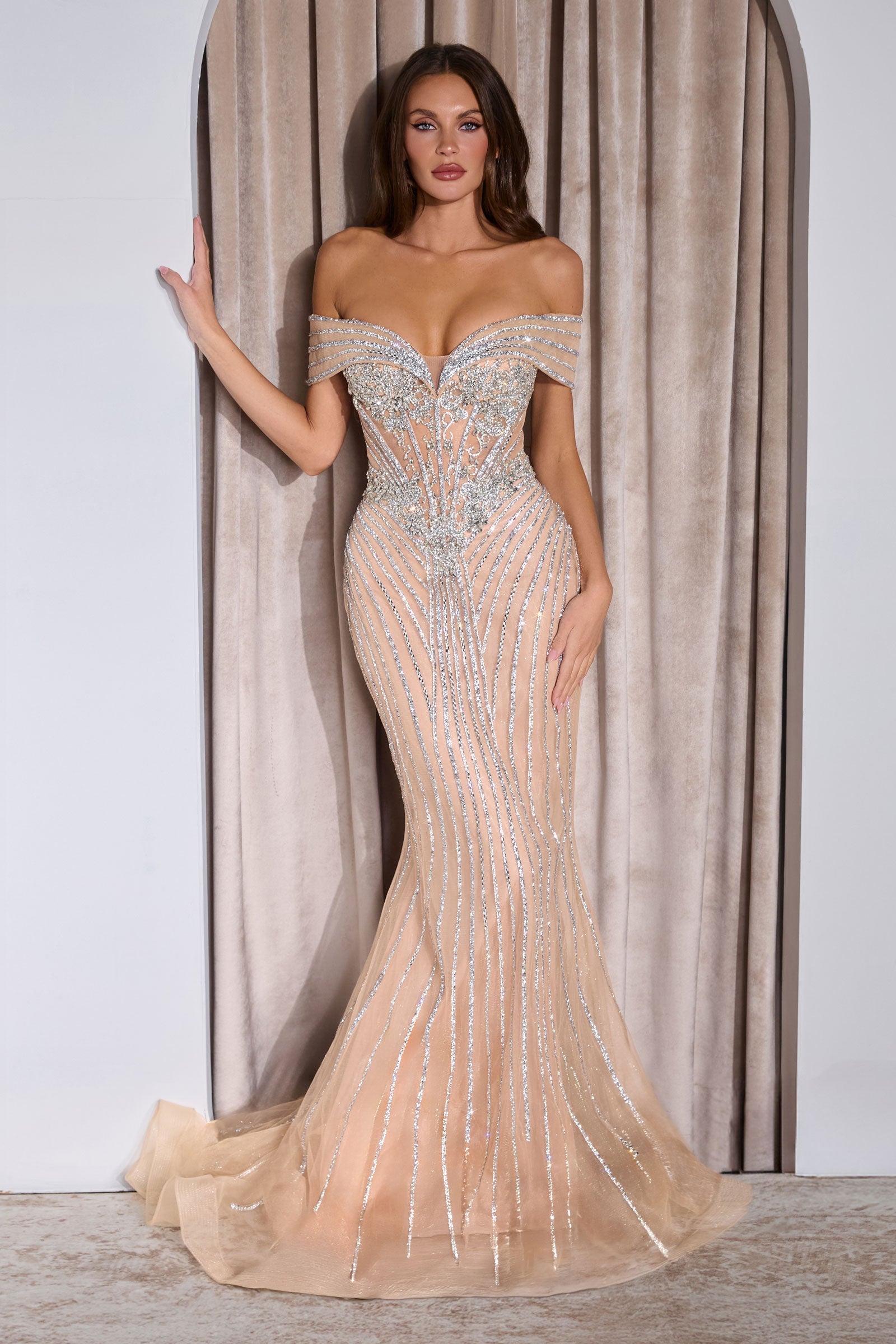 Off Shoulder Mermaid Dress by Ladivine KV1130