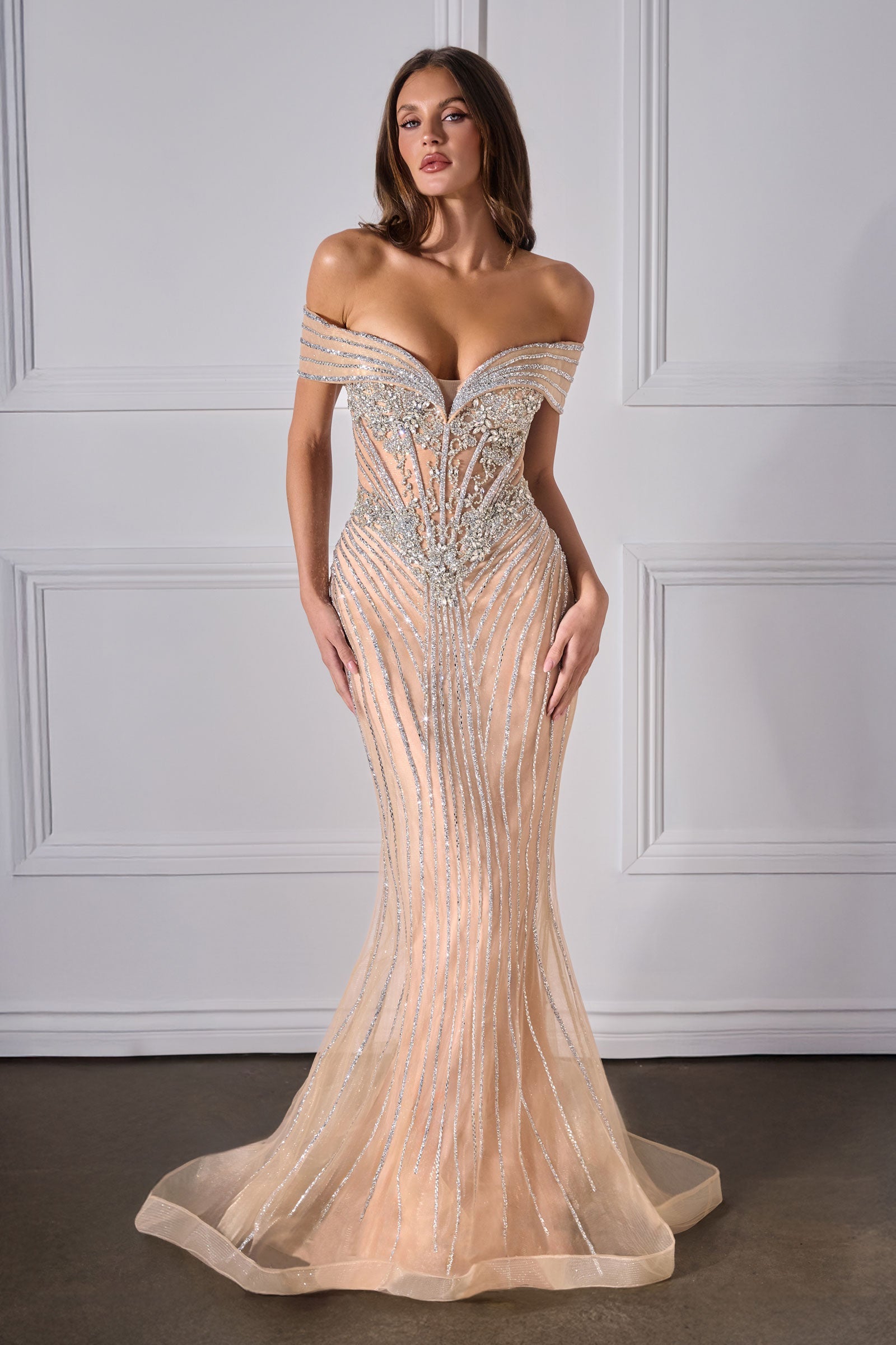 Off Shoulder Mermaid Dress by Ladivine KV1130