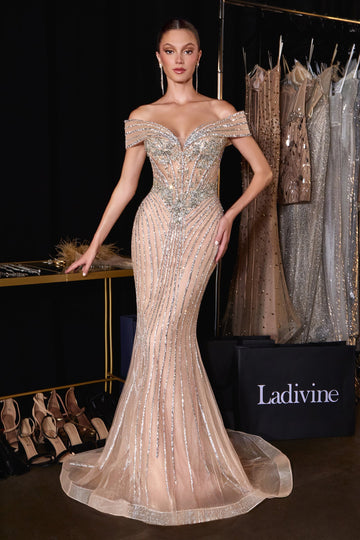 Off Shoulder Mermaid Dress by Ladivine KV1130