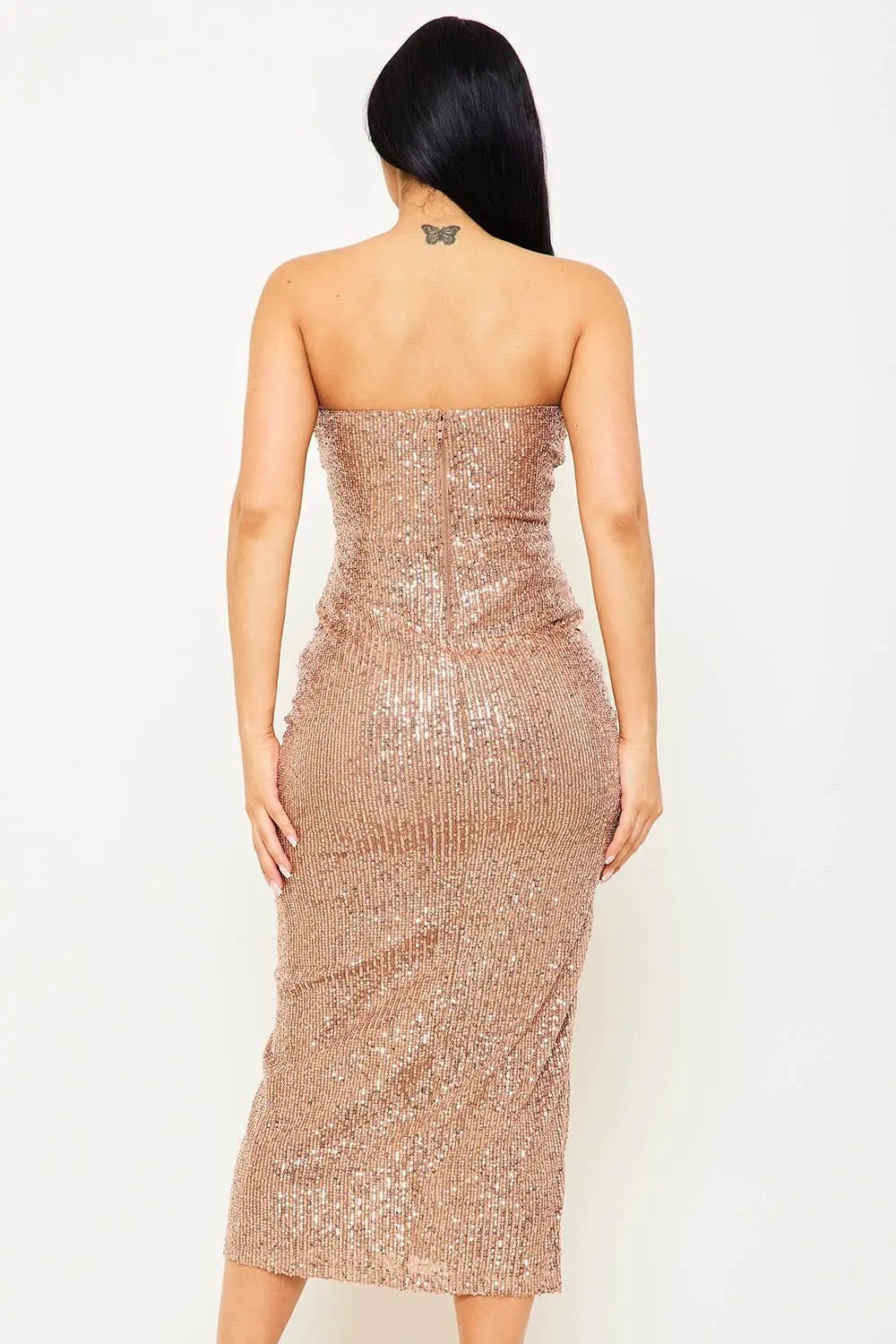 Sequin Midi Dress | Stretch Fabric & Criss Cross Detail BOUTINIE
