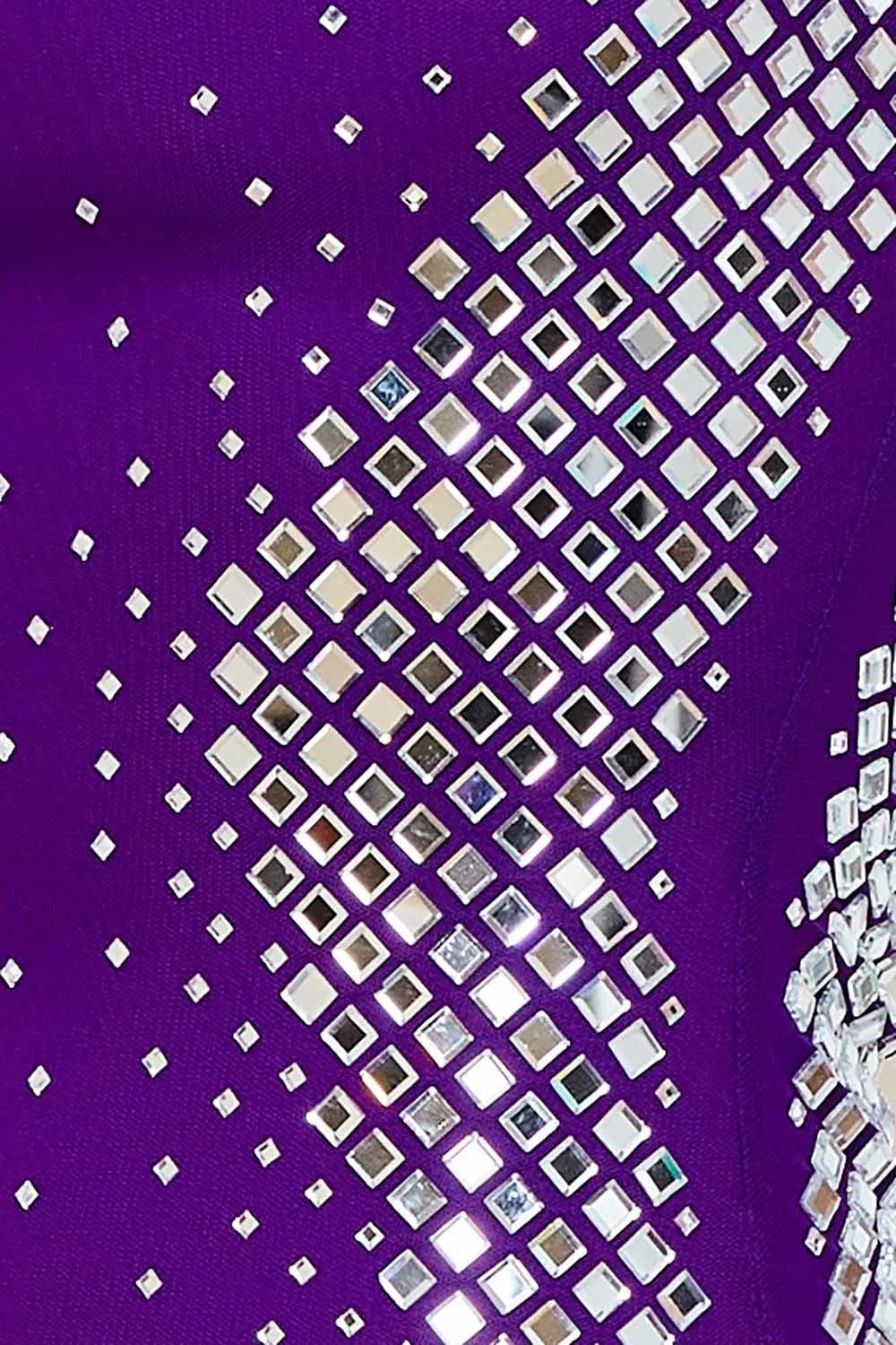 Rhinestone Midi Dress – Square Neck Slip-On Evening Dress BOUTINIE