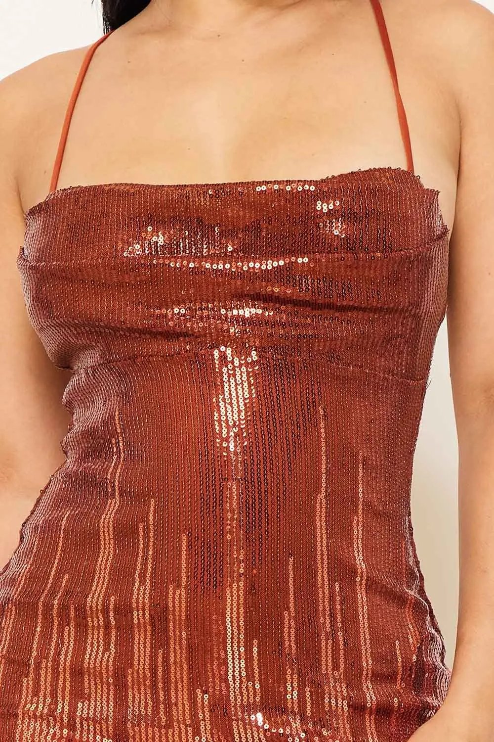 Sequin Midi Dress – Two-Town Pleated Spaghetti Strap Dress BOUTINIE