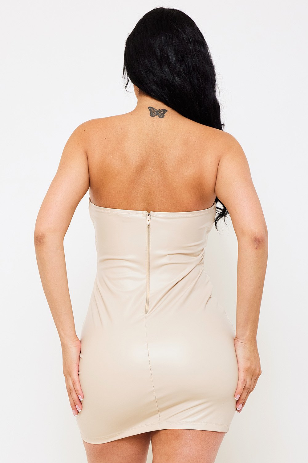 Faux Leather Mini Dress | Edgy Stud Front & Zipper Back BOUTINIE