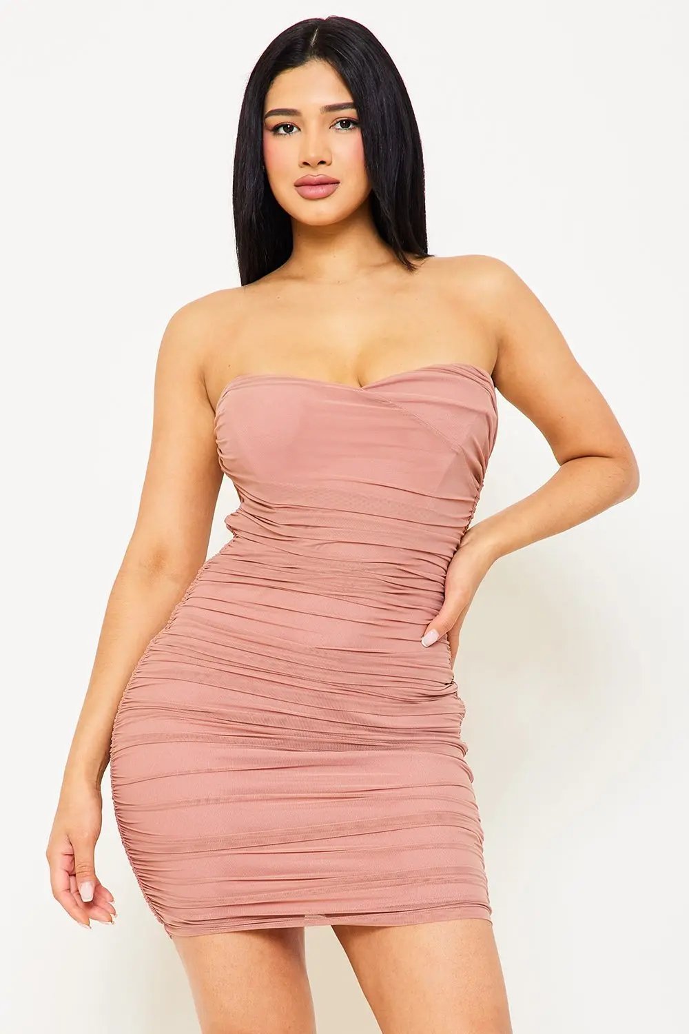 Pleated Tube Top Dress - Mini Sweetheart Neckline With Zipper Back BOUTINIE