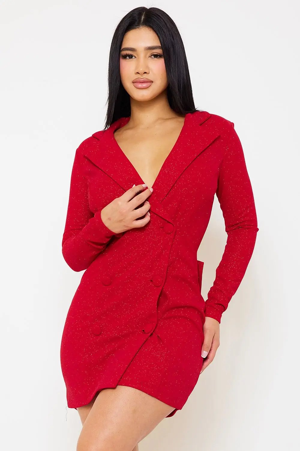 Glittered Mini Dress - Open Back Rhinestone Strap With Bow Detail BOUTINIE