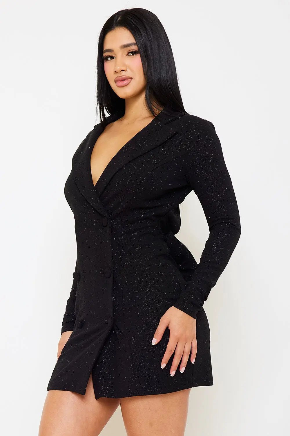 Glittered Mini Dress - Open Back Rhinestone Strap With Bow Detail BOUTINIE