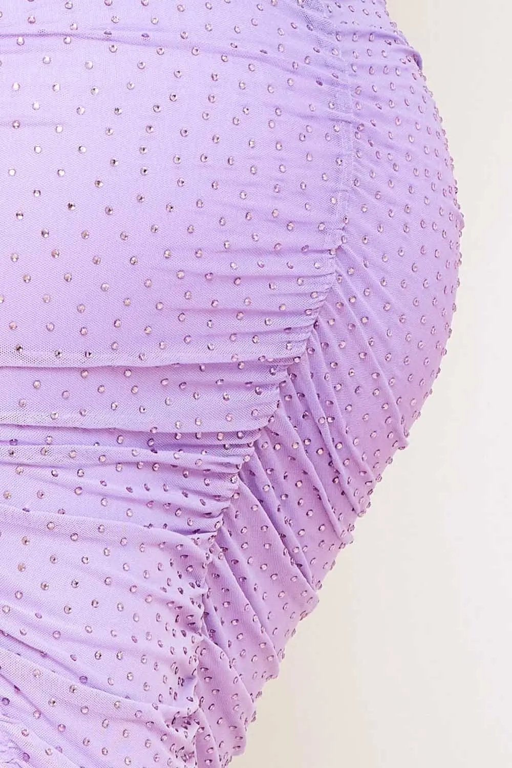 Ombre Rhinestone Dress - Off Shoulder Midi Gown With Pleated Side BOUTINIE