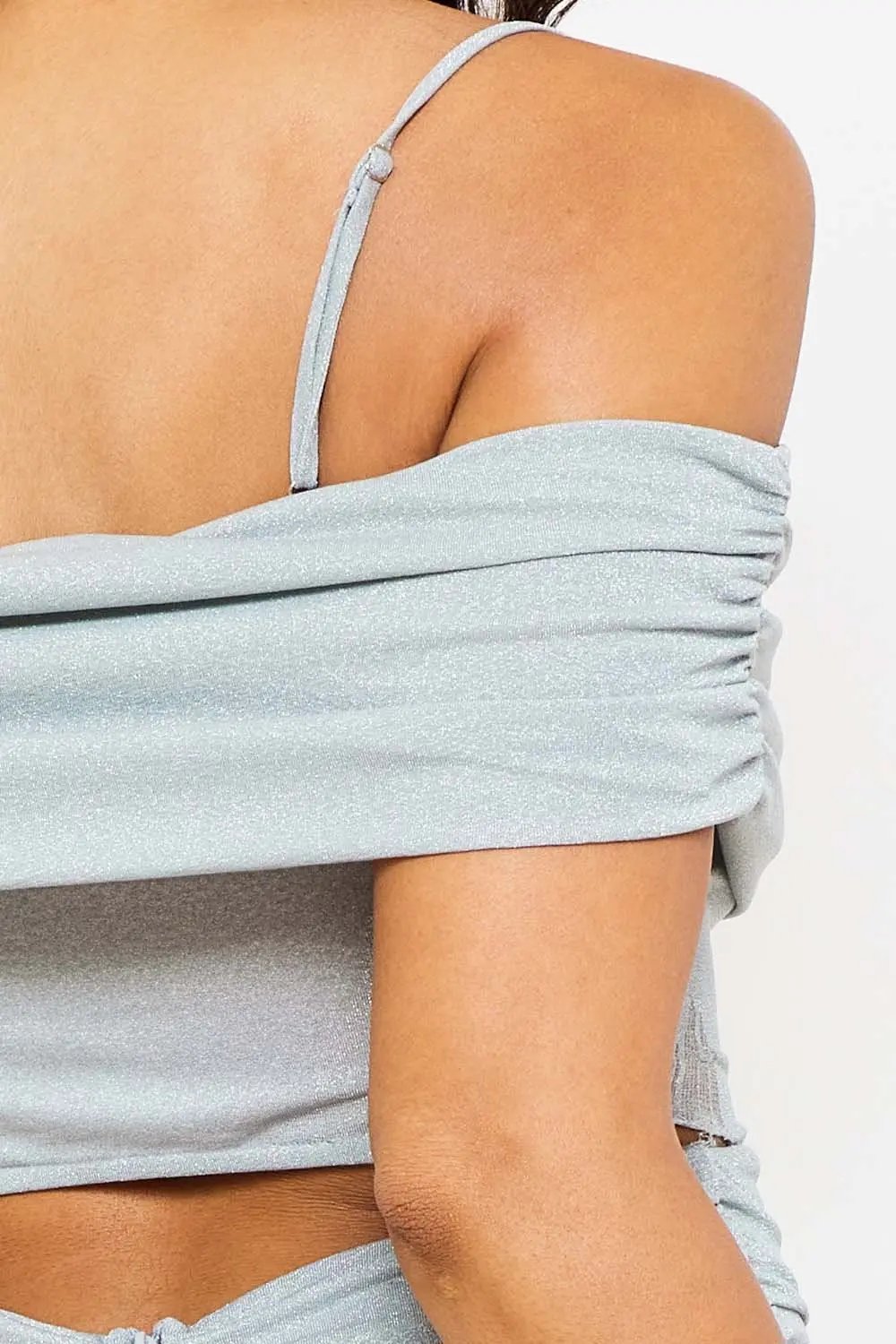 Glitter Midi Dress - Open Shoulder Slit Hem Dress BOUTINIE