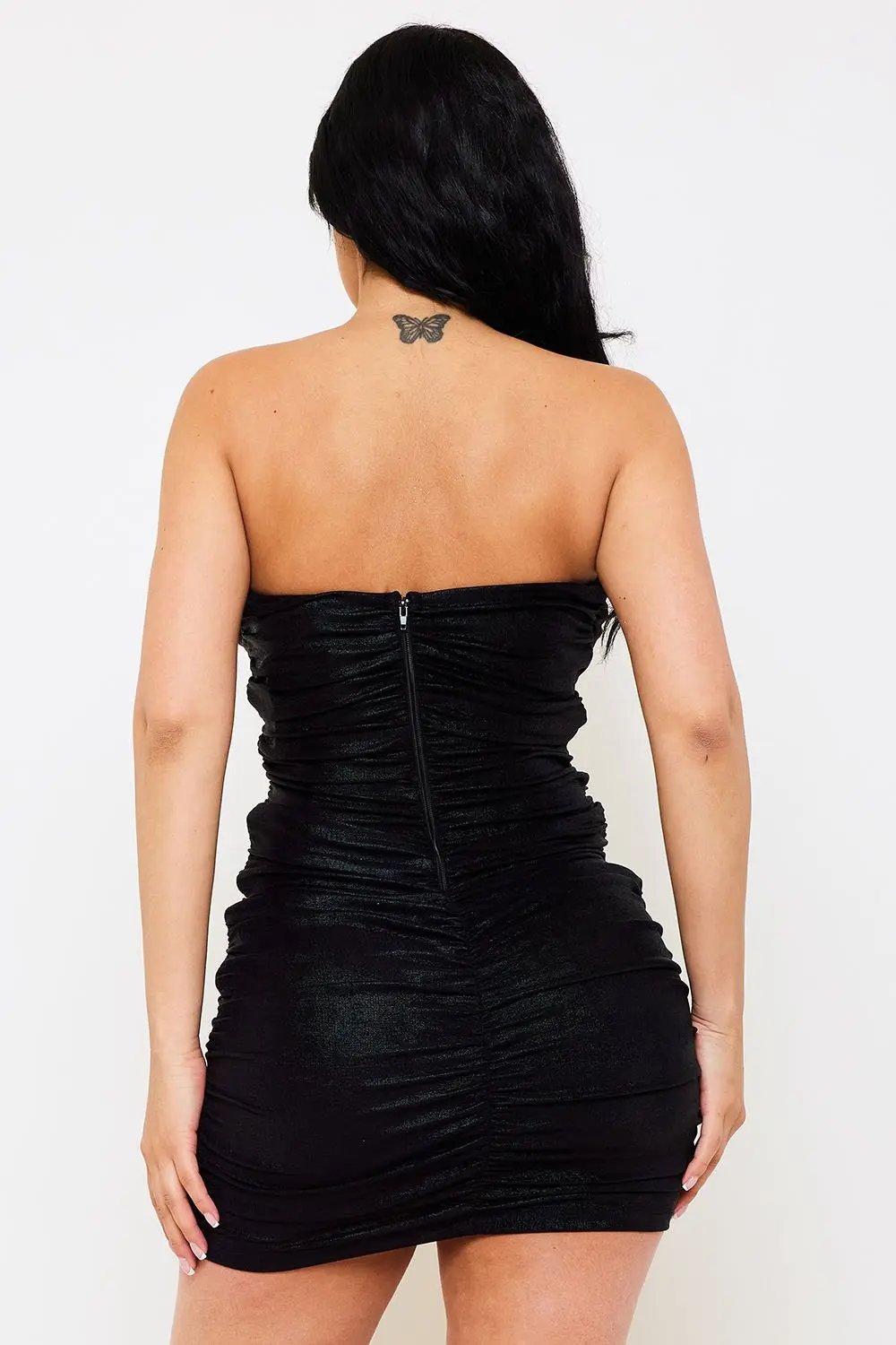 Foil Bust Tube Dress - Wired Mini V-Neck Party Dress BOUTINIE