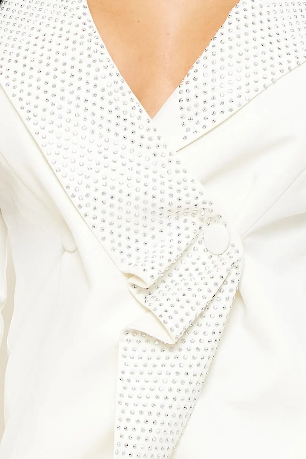 Rhinestone Collar Mini Dress - Open Back Jacket Style, Long Sleeve BOUTINIE