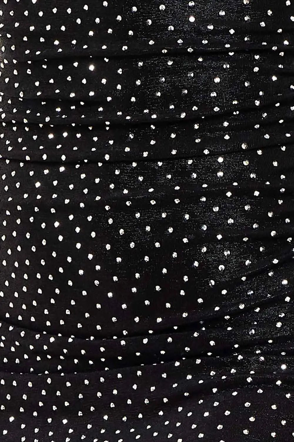 Rhinestone Midi Dress With Foil, Shirring & Zipper Back BOUTINIE