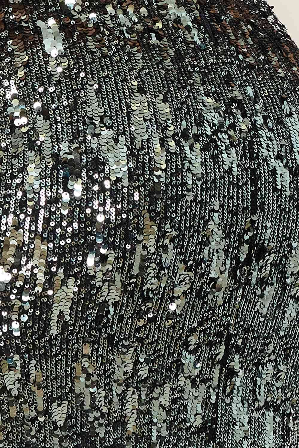 Sequin Mini Dress - Square Neck Spaghetti Strap Party Wear BOUTINIE