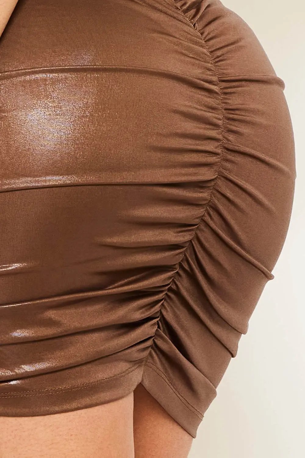 Foil Mini Dress - Ladder Side Adjustable Straps Zipper Back BOUTINIE