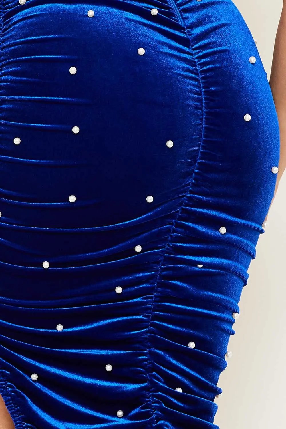 Velvet Midi Dress - Pearl Detail | Criss-Cross Back Strap BOUTINIE